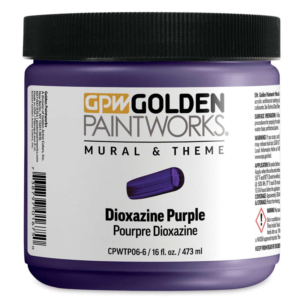 Golden Paintworks Mural and Theme Acrylic Paint - Dioxazine Purple, 16 oz, Jar